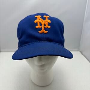 Vintage New York Mets MLB Snapback Hat Annco Made in USA Blue Orange Size M